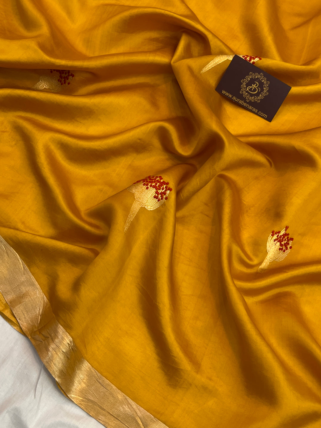 Mustard Yellow Pure Banarasi Handloom Silk Saree
