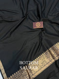 Black Katan Silk Handwoven Banarasi Suit Set - Aura Benaras