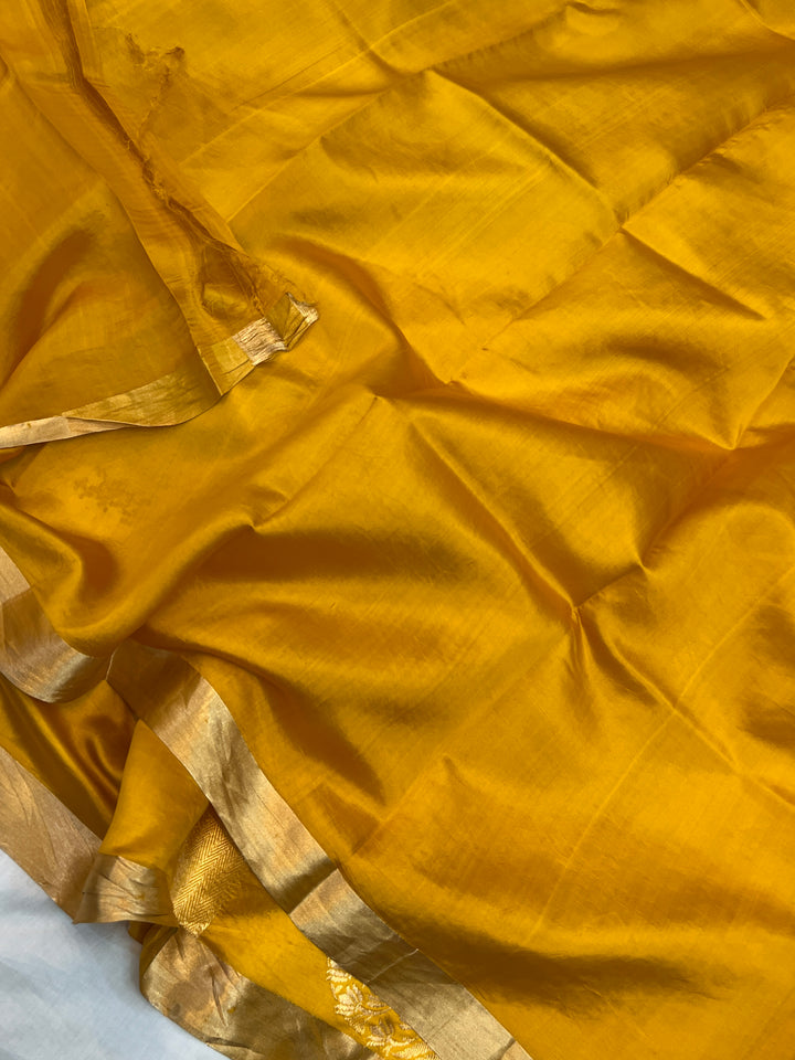 Mustard Yellow Pure Banarasi Handloom Silk Saree