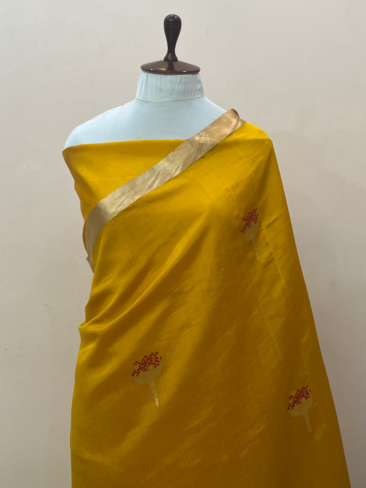 Mustard Yellow Pure Banarasi Handloom Silk Saree