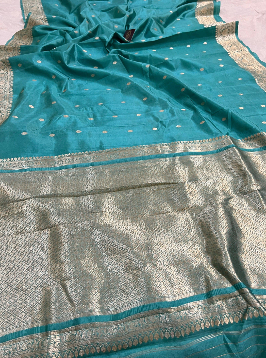 Greyish Green Pure Banarasi Handloom Silk Saree - Aura Benaras