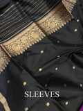 Black Katan Silk Handwoven Banarasi Suit Set - Aura Benaras