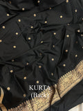 Black Katan Silk Handwoven Banarasi Suit Set - Aura Benaras