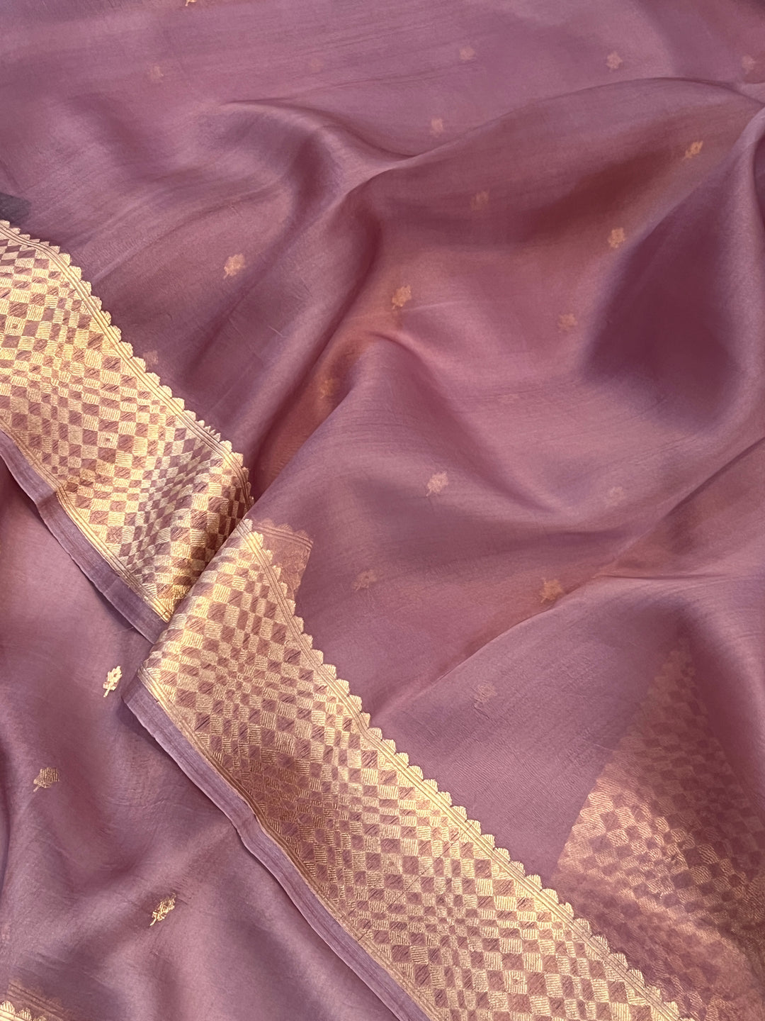 Onion Pure Kora Silk Handloom Banarasi Saree
