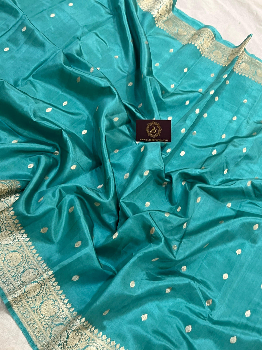 Greyish Green Pure Banarasi Handloom Silk Saree - Aura Benaras
