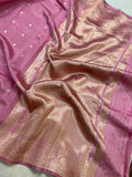 Old Rose Pink Pure Banarasi Handloom Silk Saree - Aura Benaras