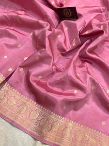Old Rose Pink Pure Banarasi Handloom Silk Saree - Aura Benaras