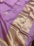 Lavender Pure Banarasi Handloom Silk Saree - Aura Benaras