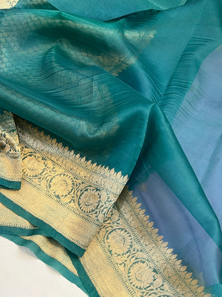 Lavender Pure Kora Silk Banarasi Saree with Kadhwa Butis 
