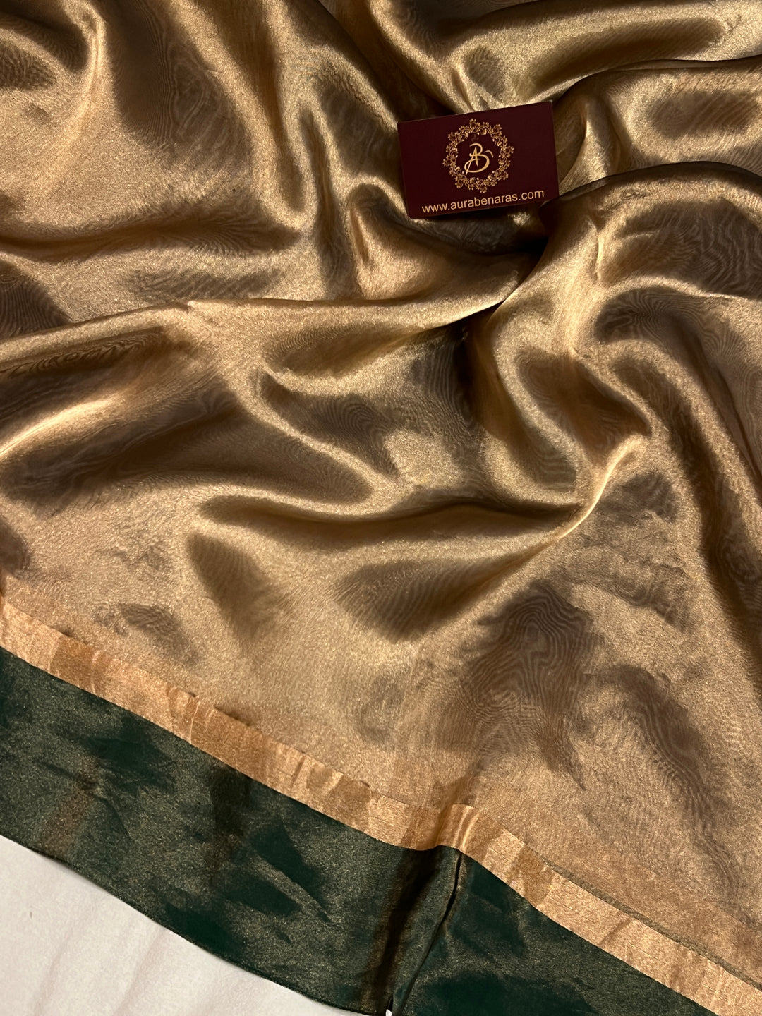 Bottle Green Pure Tissue Silk Handloom Banarasi Saree