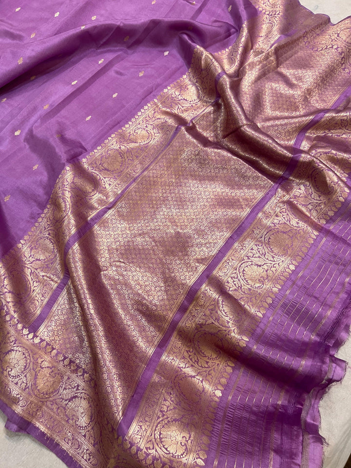 Sweet Lavender Pure Banarasi Handloom Silk Saree - Aura Benaras