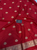 Red Katan Silk Handwoven Banarasi Suit Set - Aura Benaras