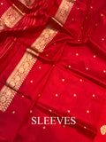 Red Katan Silk Handwoven Banarasi Suit Set - Aura Benaras