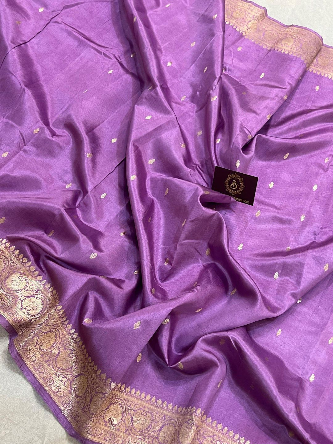 Sweet Lavender Pure Banarasi Handloom Silk Saree - Aura Benaras
