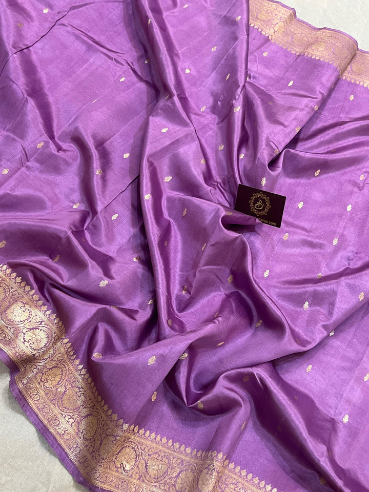 Sweet Lavender Pure Banarasi Handloom Silk Saree - Aura Benaras