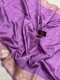 Sweet Lavender Pure Banarasi Handloom Silk Saree - Aura Benaras