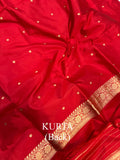 Red Katan Silk Handwoven Banarasi Suit Set - Aura Benaras