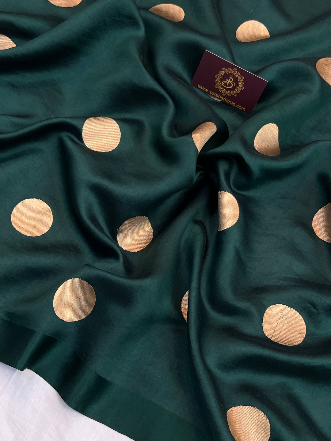 Bottle Green Pure Silk Handloom Banarasi Saree