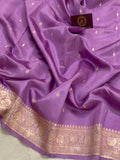 Sweet Lavender Pure Banarasi Handloom Silk Saree - Aura Benaras