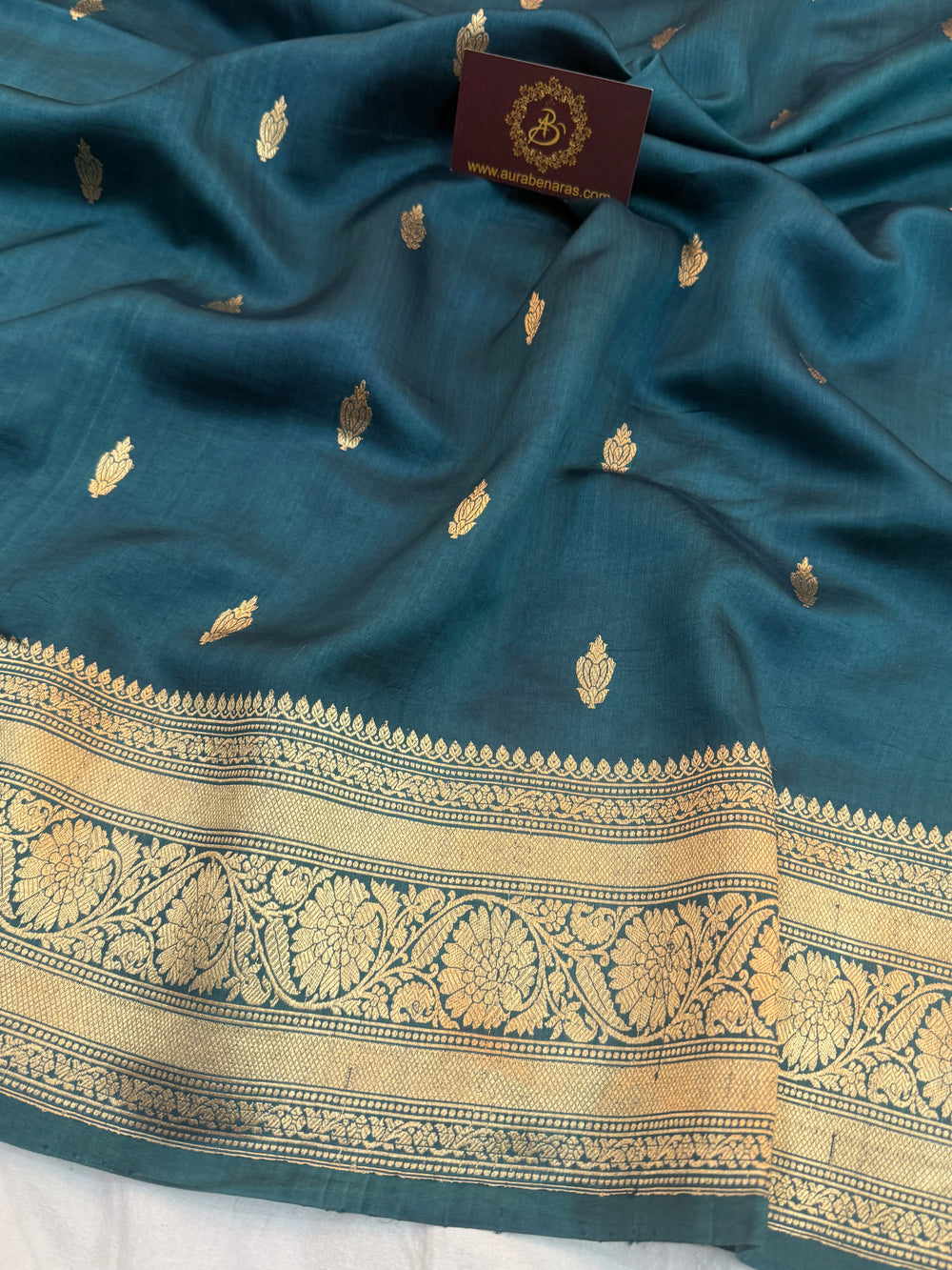 Teal Blue Pure Banarasi Handloom Silk Saree