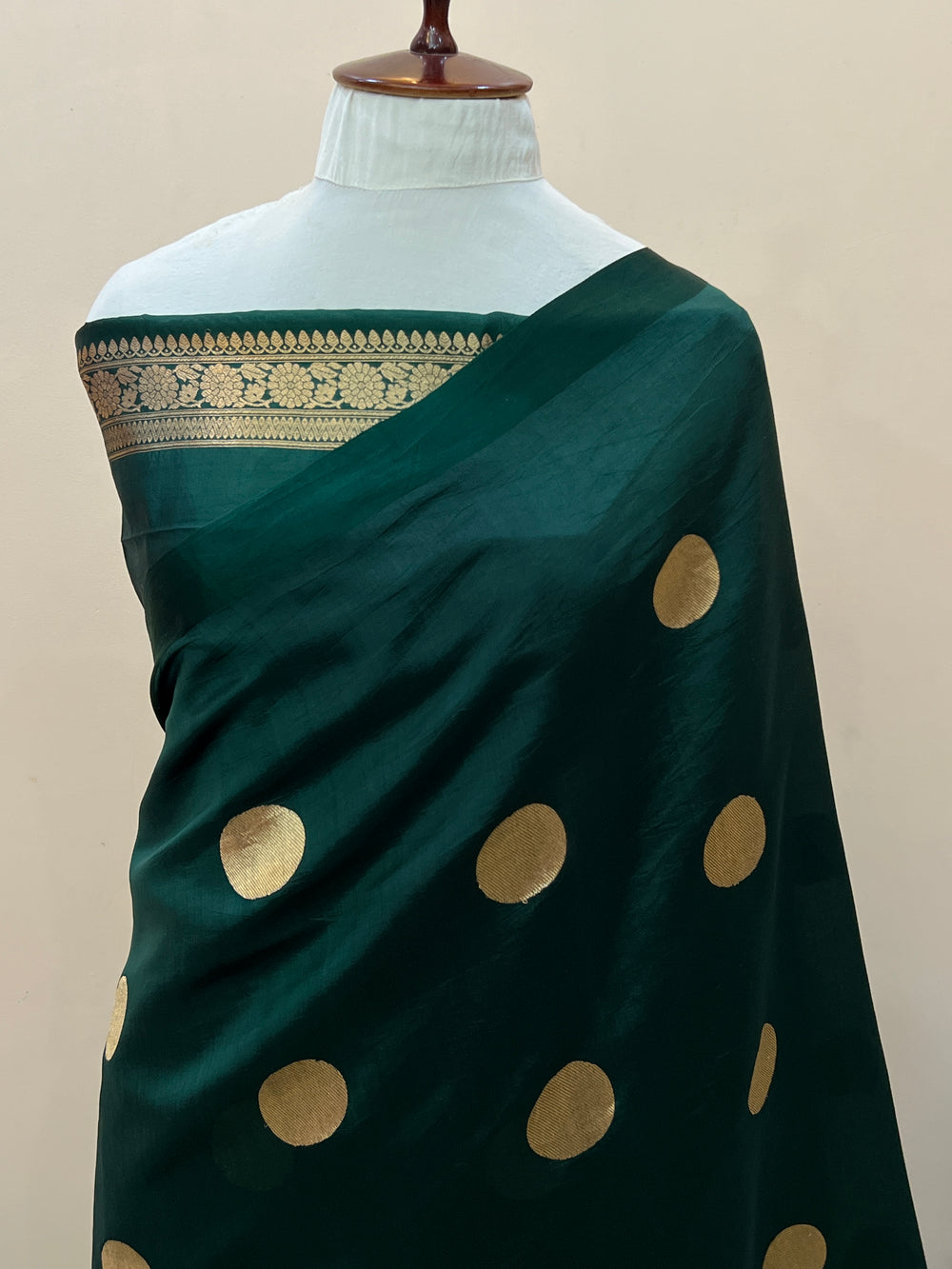 Bottle Green Pure Silk Handloom Banarasi Saree