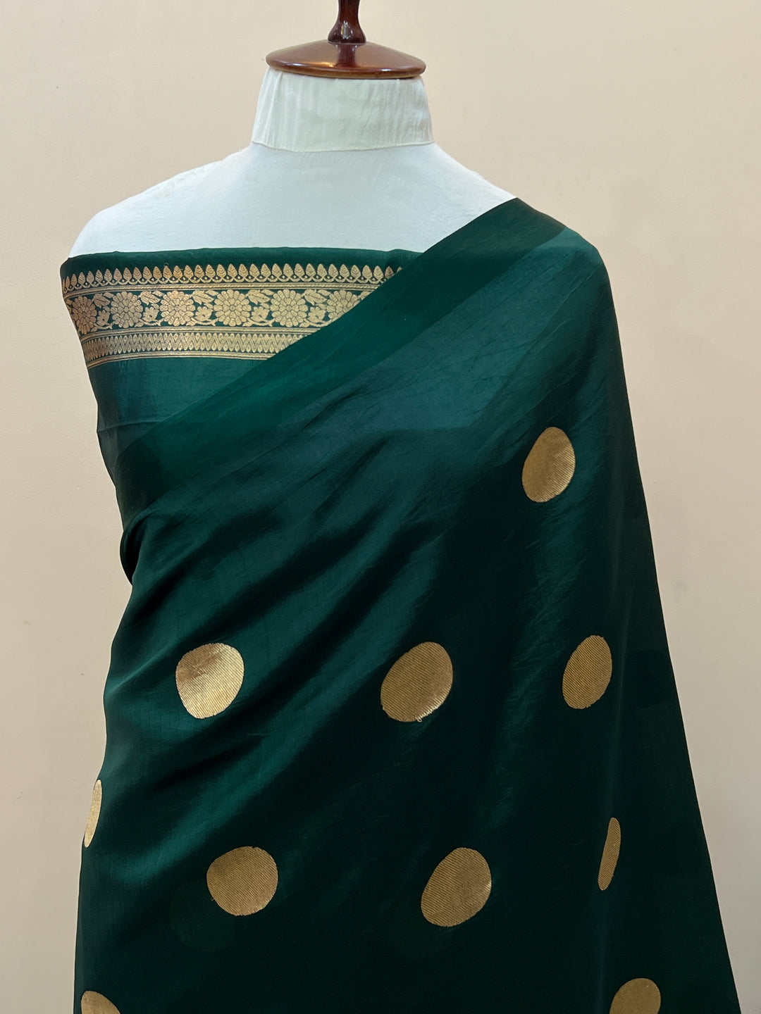 Bottle Green Pure Silk Handloom Banarasi Saree