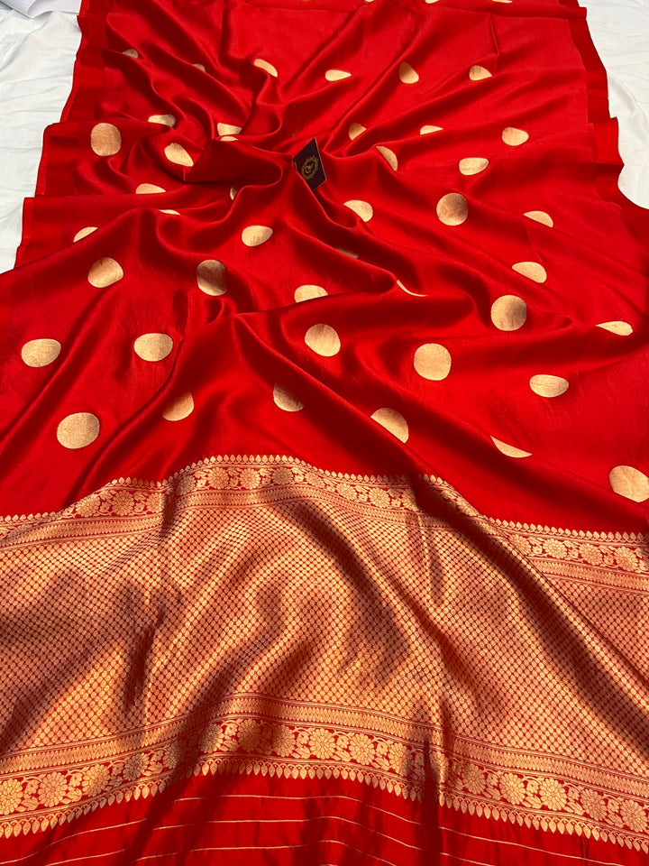 Red Pure Silk Handloom Banarasi Saree