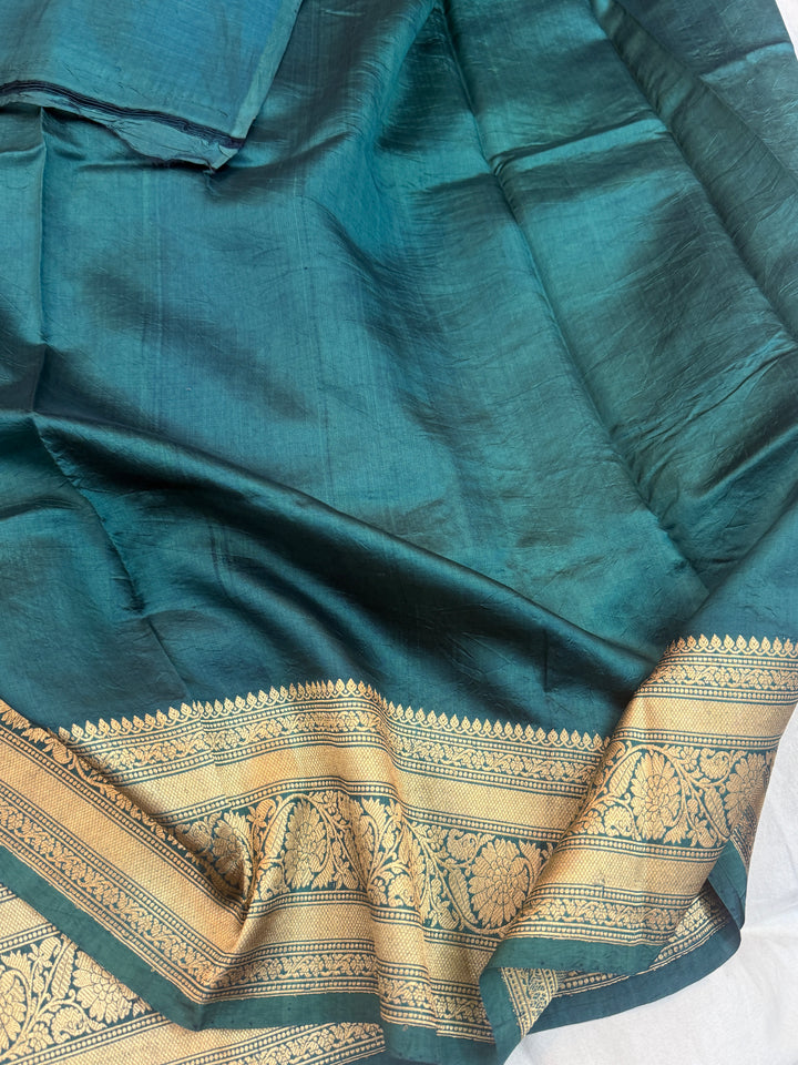 Teal Blue Pure Banarasi Handloom Silk Saree