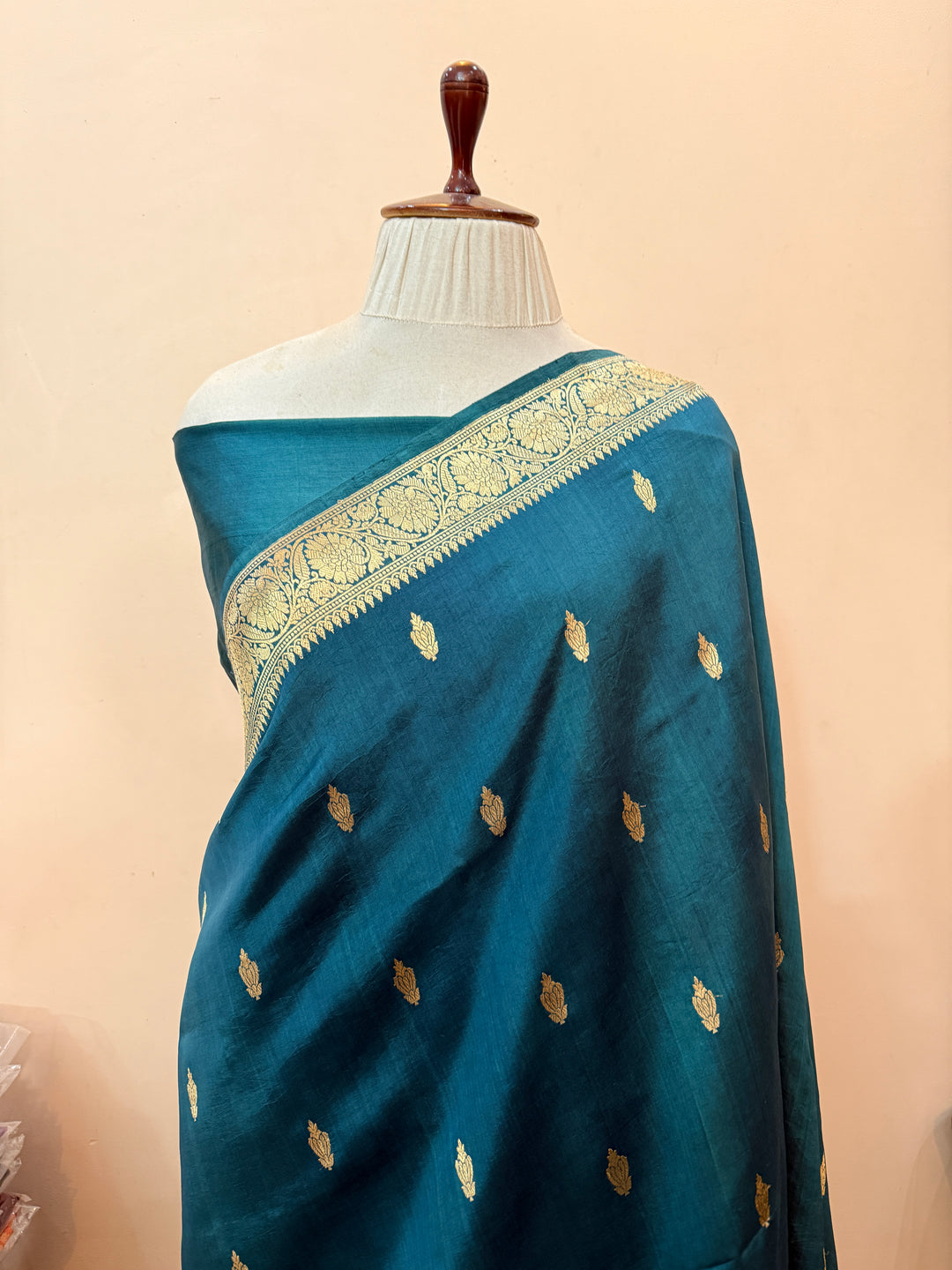 Teal Blue Pure Banarasi Handloom Silk Saree
