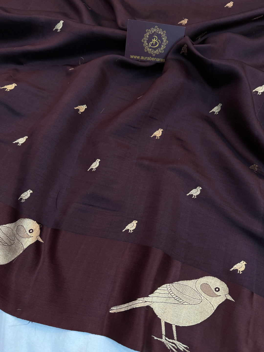 Brown Pure Silk Handloom Banarasi Saree