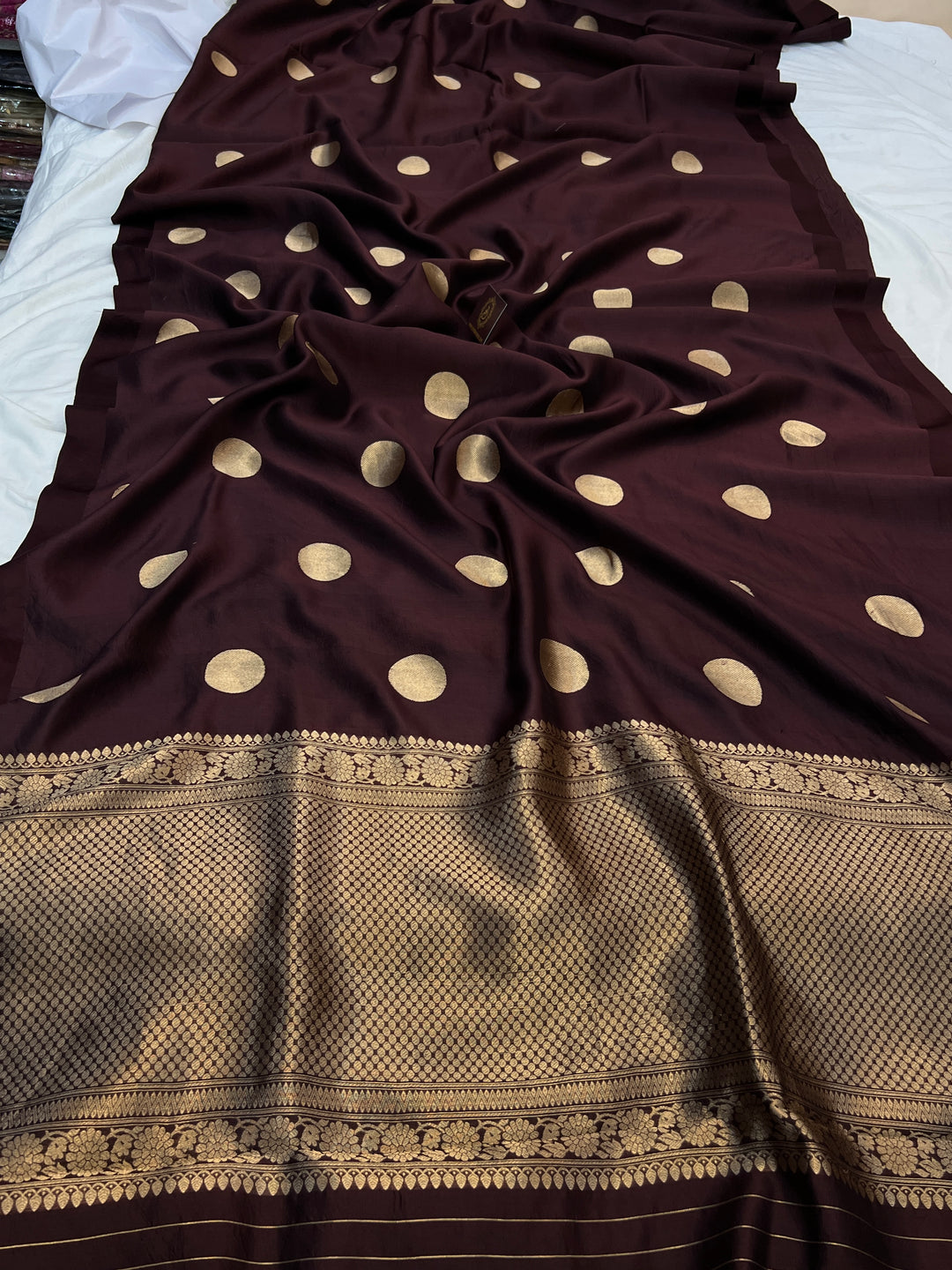 Brown Pure Silk Handloom Banarasi Saree