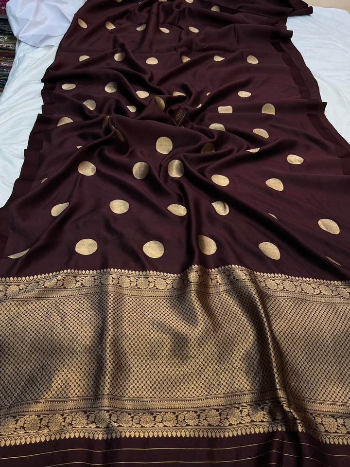 Brown Pure Silk Handloom Banarasi Saree