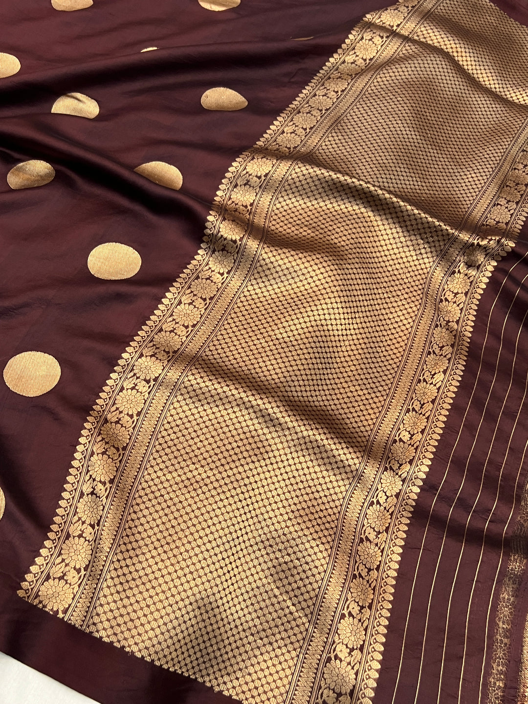 Brown Pure Silk Handloom Banarasi Saree