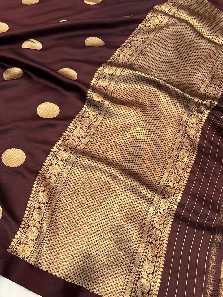 Brown Pure Silk Handloom Banarasi Saree
