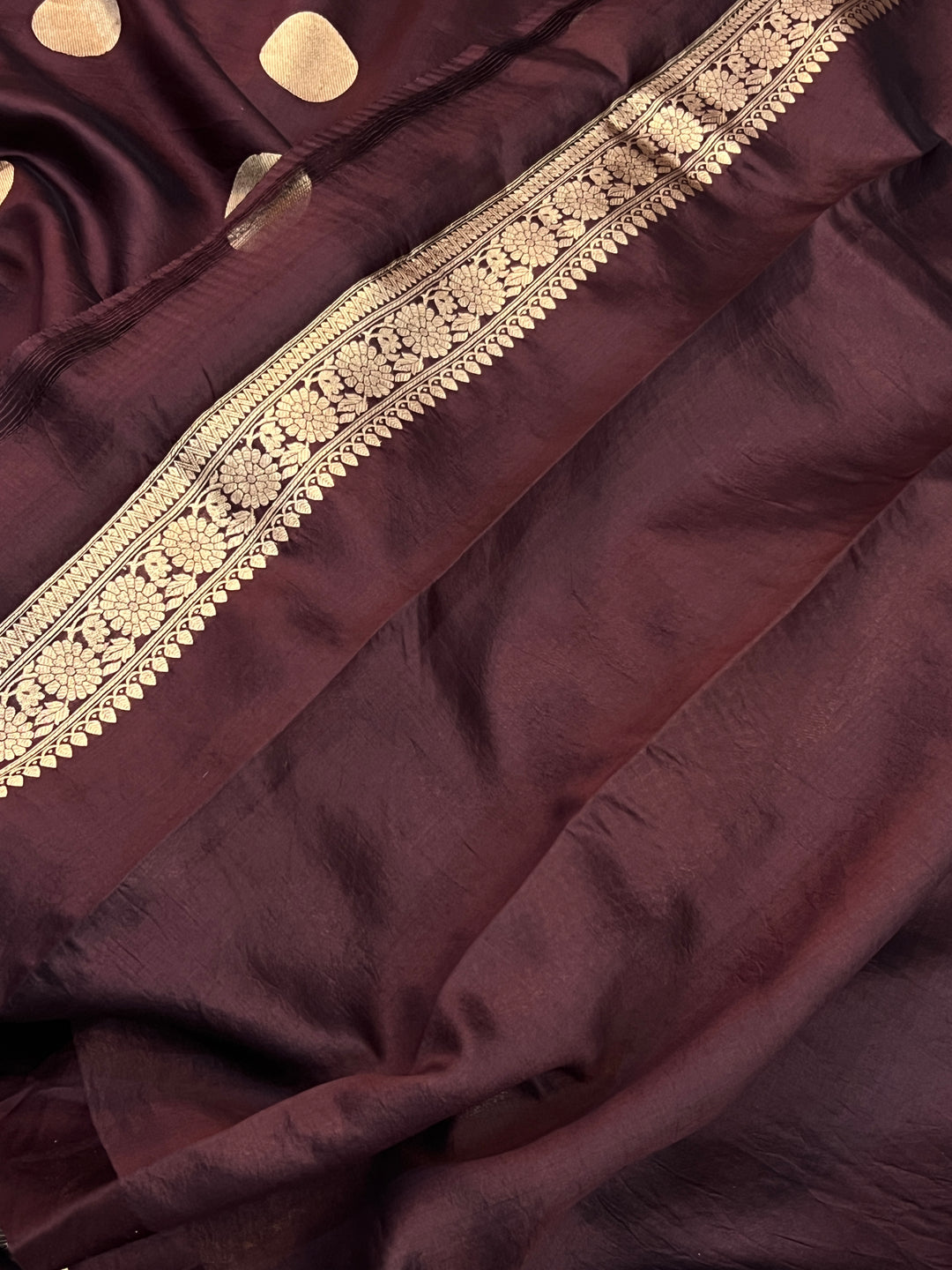 Brown Pure Silk Handloom Banarasi Saree