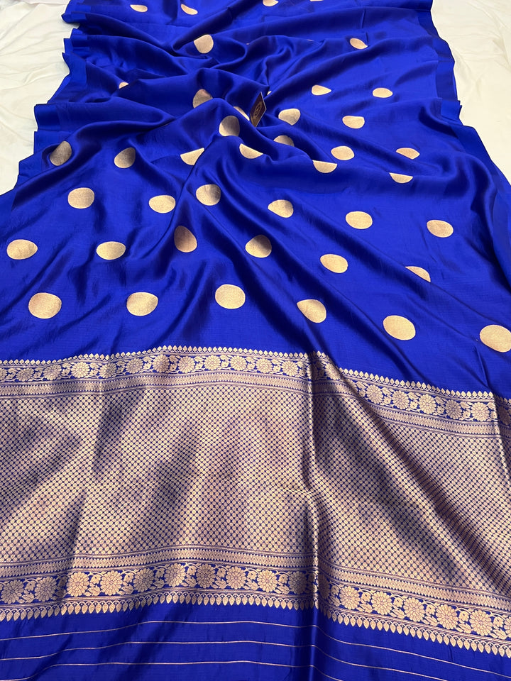 Royal Blue Pure Silk Handloom Banarasi Saree