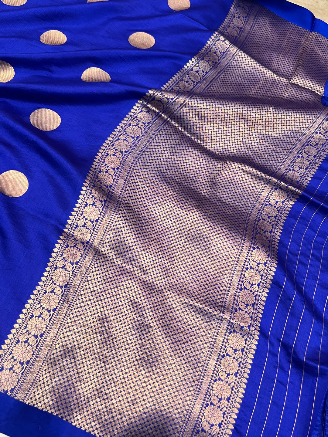 Royal Blue Pure Silk Handloom Banarasi Saree