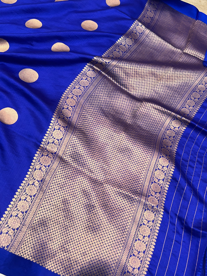 Royal Blue Pure Silk Handloom Banarasi Saree