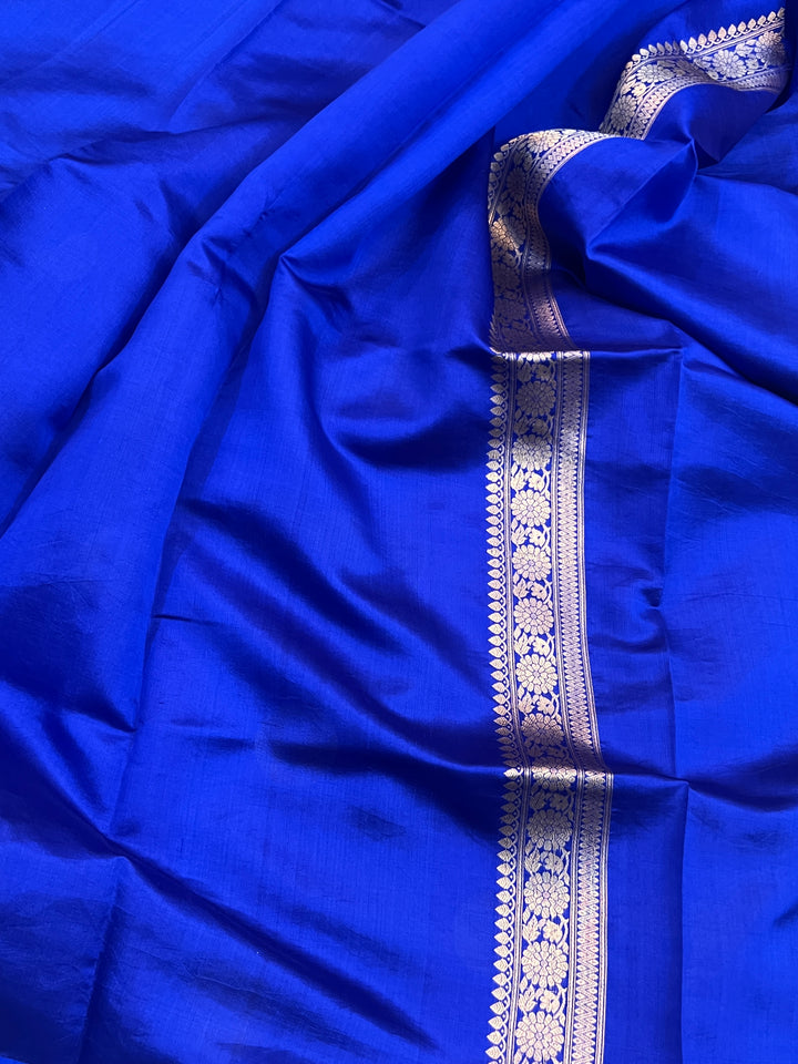 Royal Blue Pure Silk Handloom Banarasi Saree