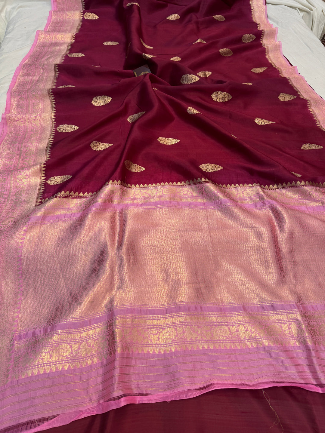 Maroon Pure Banarasi Handloom Silk Saree