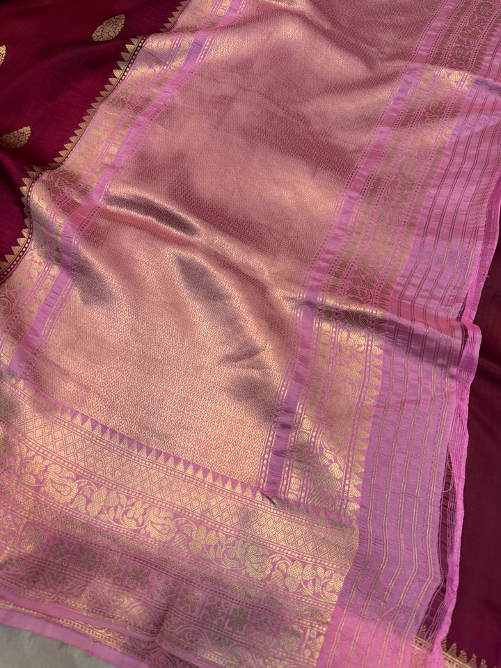 Maroon Pure Banarasi Handloom Silk Saree