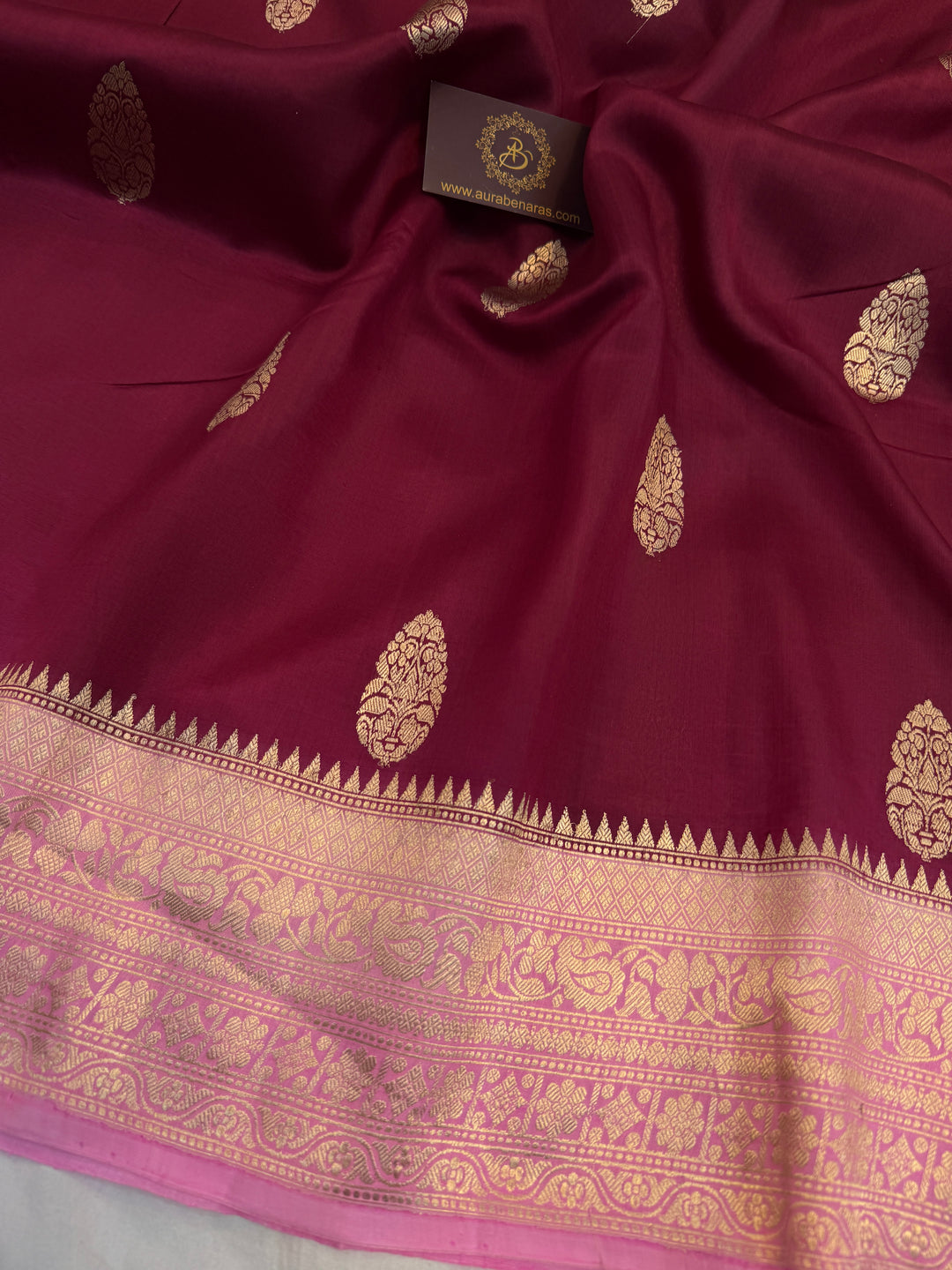 Maroon Pure Banarasi Handloom Silk Saree