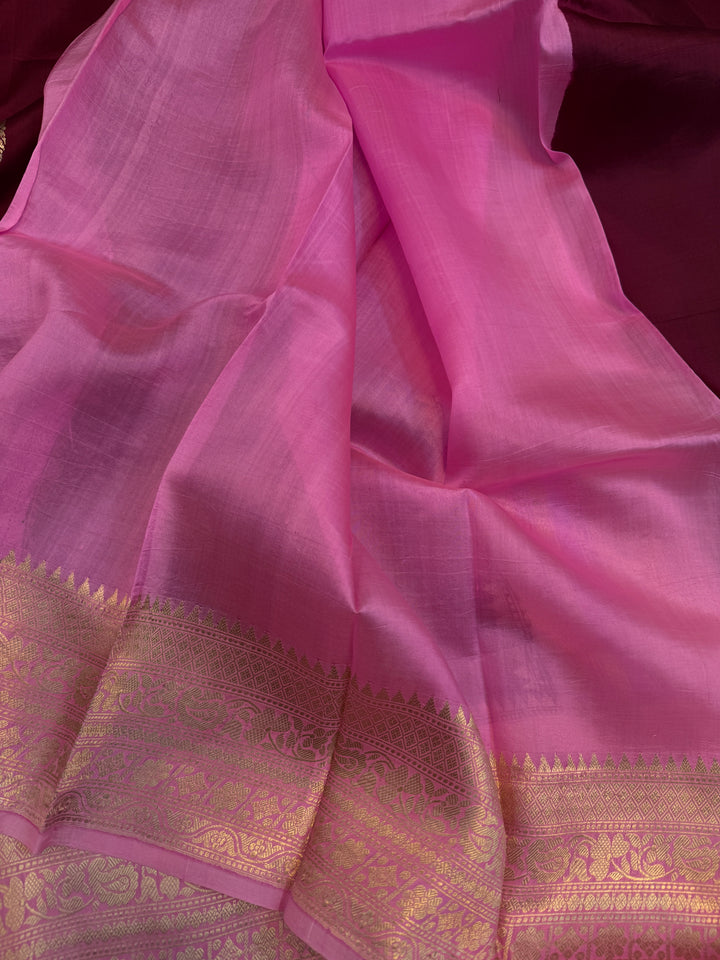 Maroon Pure Banarasi Handloom Silk Saree