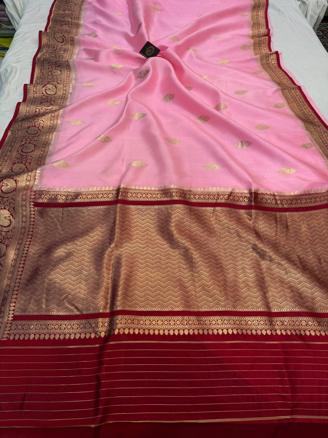 Baby pink Pure Banarasi Handloom Silk Saree