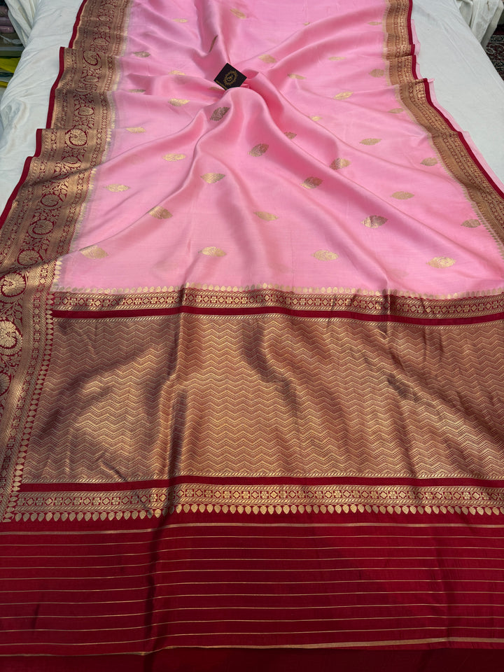 Baby pink Pure Banarasi Handloom Silk Saree