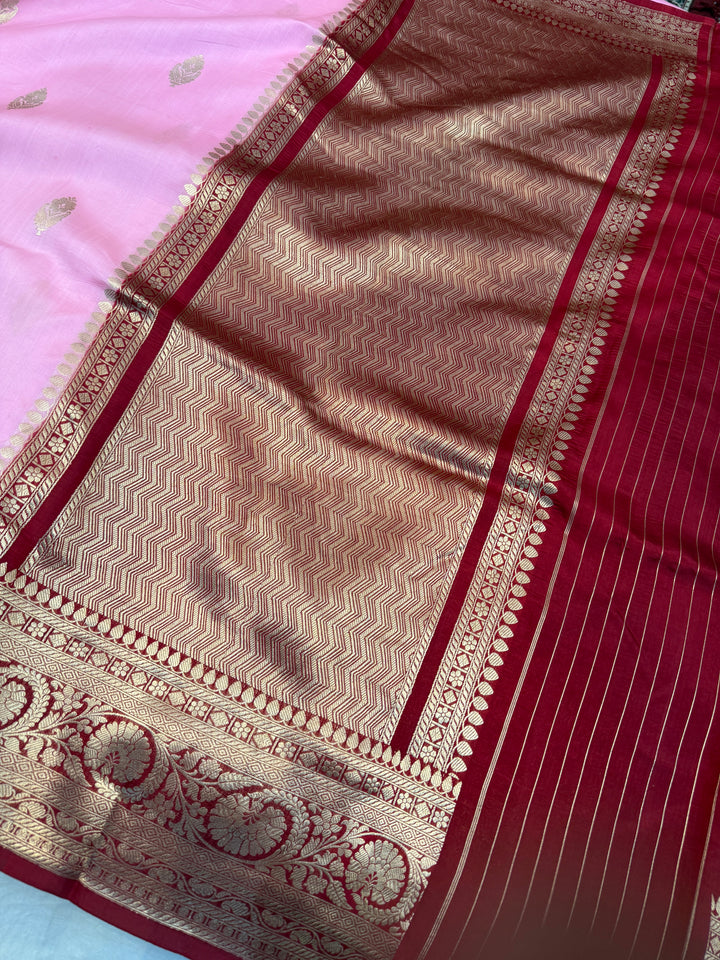 Baby pink Pure Banarasi Handloom Silk Saree