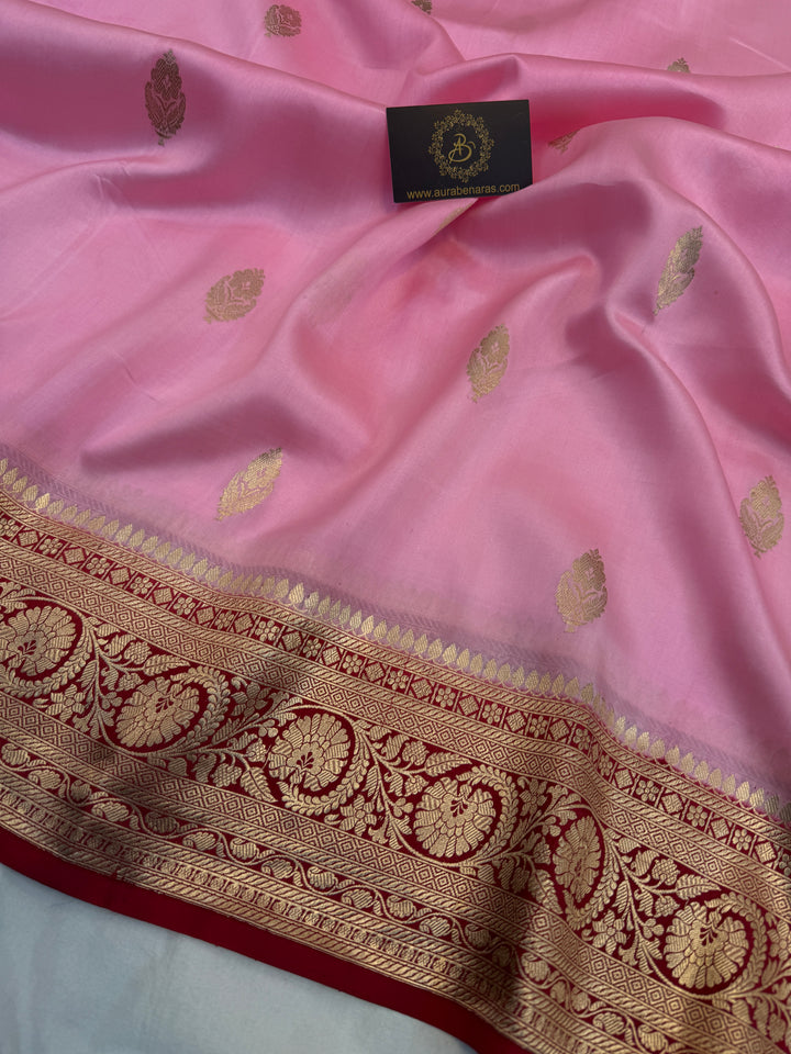 Baby pink Pure Banarasi Handloom Silk Saree