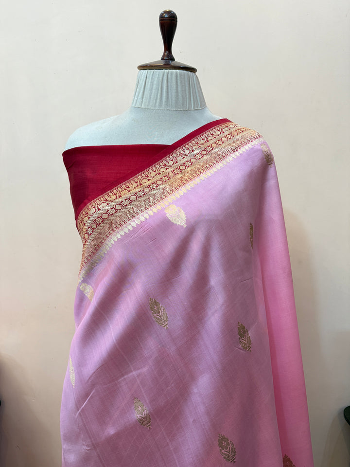 Baby pink Pure Banarasi Handloom Silk Saree