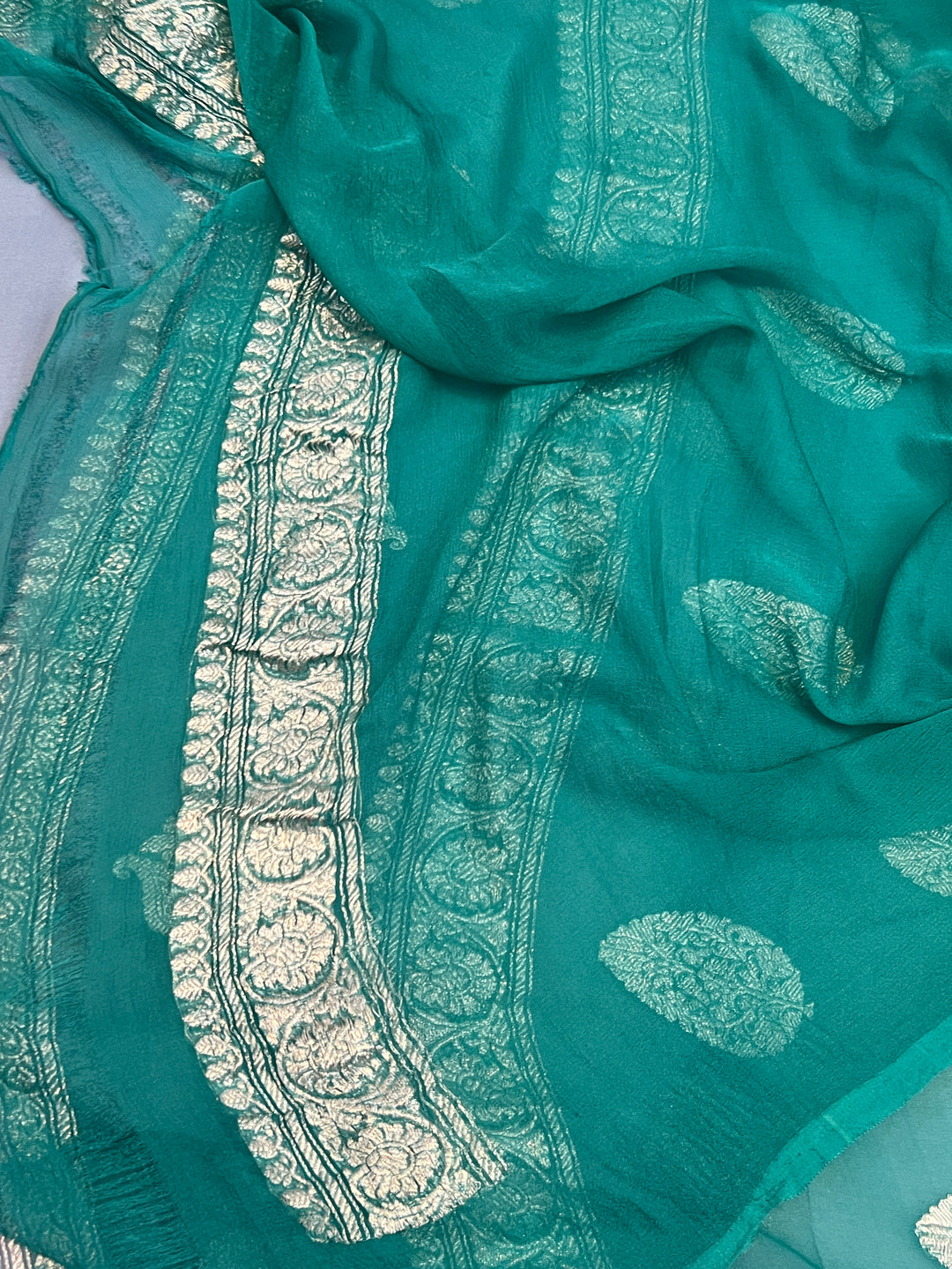 Grey Pure Banarasi Khaddi Chiffon Saree