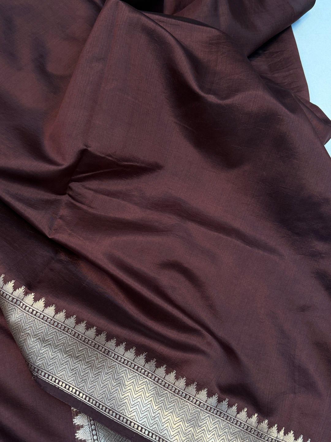 Brown Pure Banarasi Silk Saree with Kadhwa Meenakari Motifs